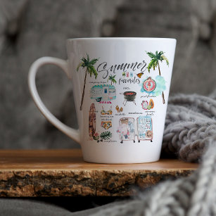 Trendy Summer Favourites   Watercolor Illustration Latte Mug