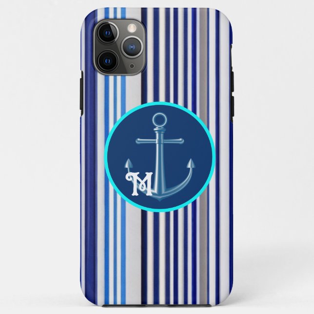 Trendy Summer Navy Blue Boat Stripes Collection Case-Mate iPhone Case (Back)