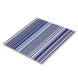 Trendy Summer Navy Blue Boat Stripes Collection Ceramic Tile