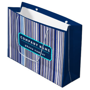Trendy Summer Navy Blue Boat Stripes Collection Large Gift Bag