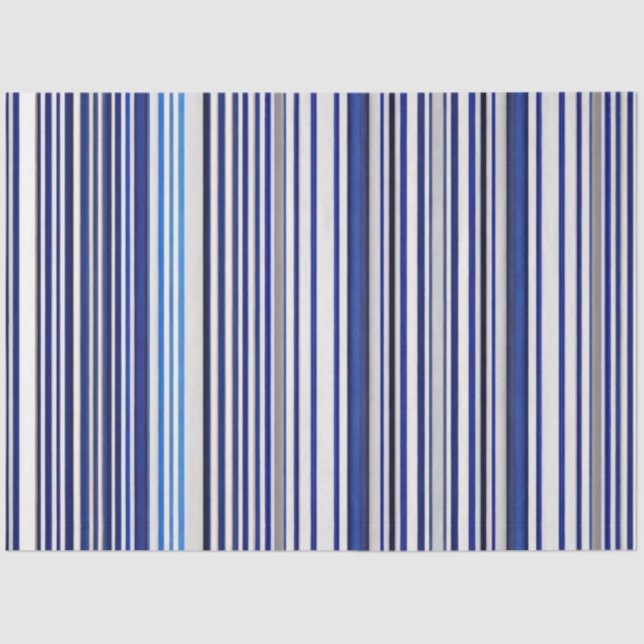 Trendy Summer Navy Blue Boat Stripes Collection Tissue Paper (Front)