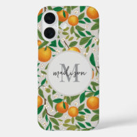 Trendy Summer Oranges Citrus Fruit Blossom Pattern