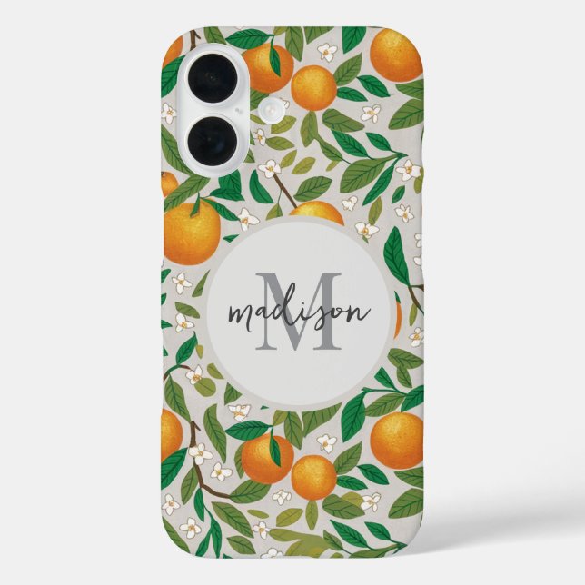Trendy Summer Oranges Citrus Fruit Blossom Pattern Case-Mate iPhone Case (Back)