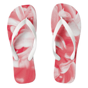 Trendy summer red and white flowers thongs