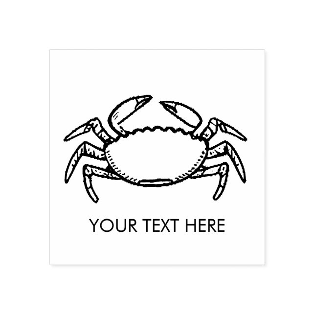 Trendy Summer Seafood Crab Nautical Personalised   Rubber Stamp (Imprint)