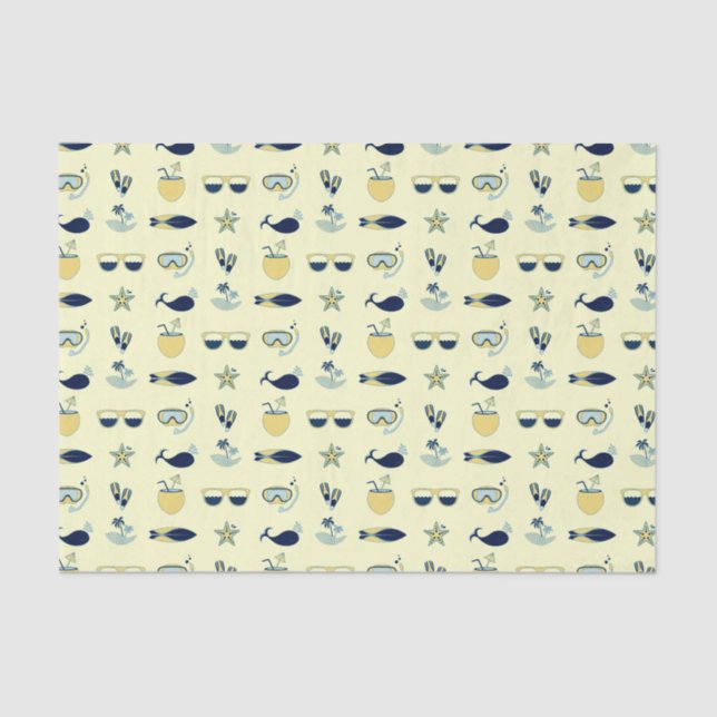 Trendy Summer Symbols Pattern Tissue Paper (Front)