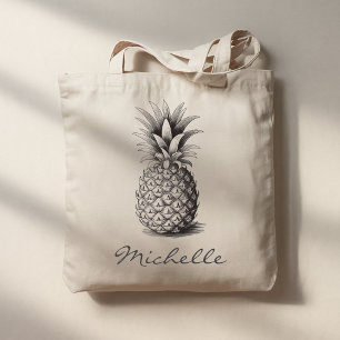 Trendy Summer Tropical Pineapple Personalised Tote Bag