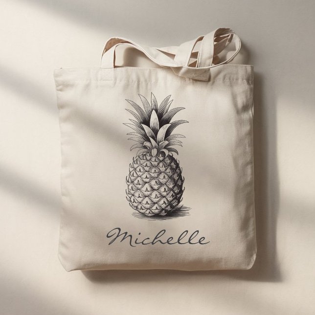 Trendy Summer Tropical Pineapple Personalised      Tote Bag (Creator Uploaded)