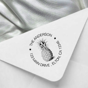 Trendy Summer Tropical Pineapple Return Address Rubber Stamp