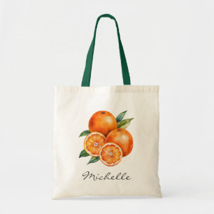 Trendy Summer Tropical Watercolor Citrus Oranges Tote Bag