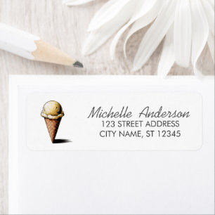 Trendy Summer Watercolor Ice Cream Return Address Label