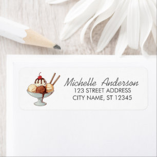 Trendy Summer Watercolor Ice Cream Return Address Label