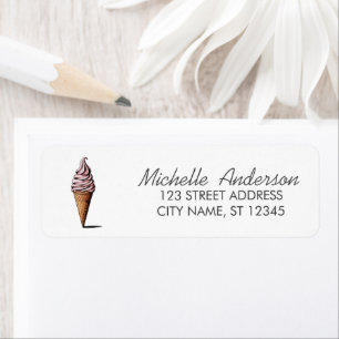 Trendy Summer Watercolor Ice Cream Return Address Label