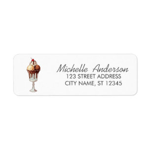 Trendy Summer Watercolor Ice Cream Return Address Label