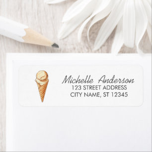 Trendy Summer Watercolor Ice Cream Return Address Return Address Label