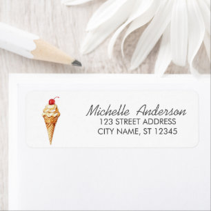 Trendy Summer Watercolor Ice Cream Return Address Return Address Label