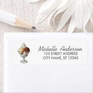 Trendy Summer Watercolor Ice Cream Return Address Return Address Label