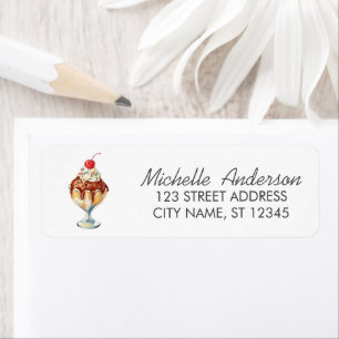 Trendy Summer Watercolor Ice Cream Return Address Return Address Label