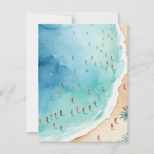 Trendy Summer Watercolor Ocean Beach Wave Postcard