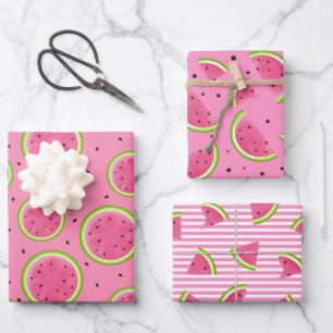 Trendy summer watermelon pattern wrapping paper sheet