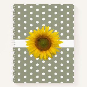 Trendy Sunflower Polka Dots Simple Green    Notebook