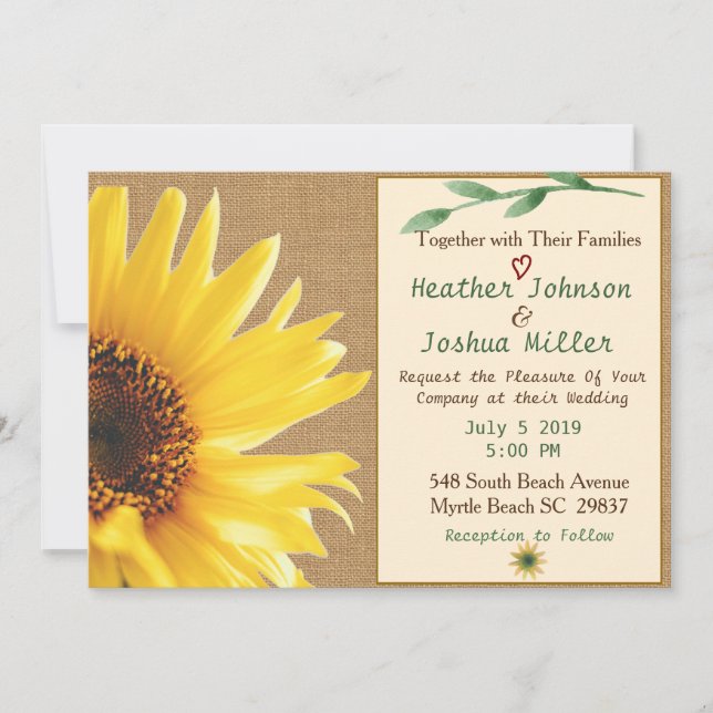 Trendy Sunflower Wedding Invitation (Front)
