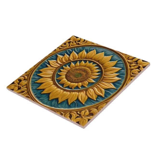 Trendy Sunflowers Beautiful Collection Ceramic Tile (Side)