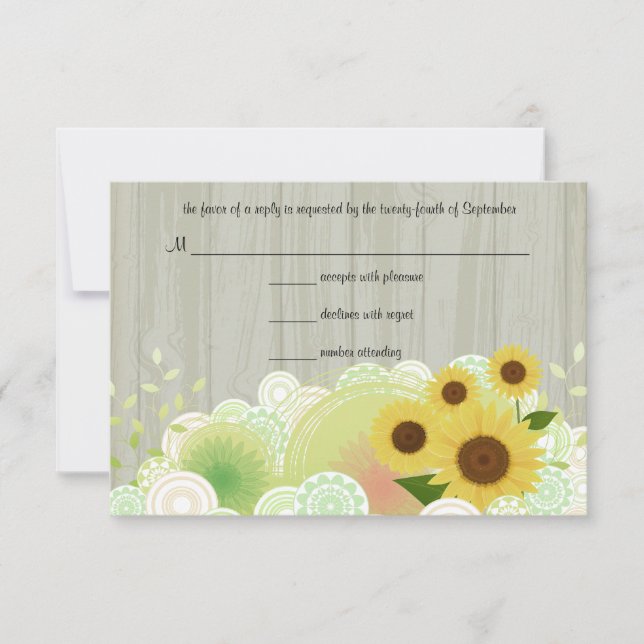 Trendy Sunflowers RSVP Response Card (Front)