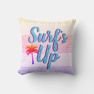Trendy Surf's Up Sunset Palm Tree Cushion