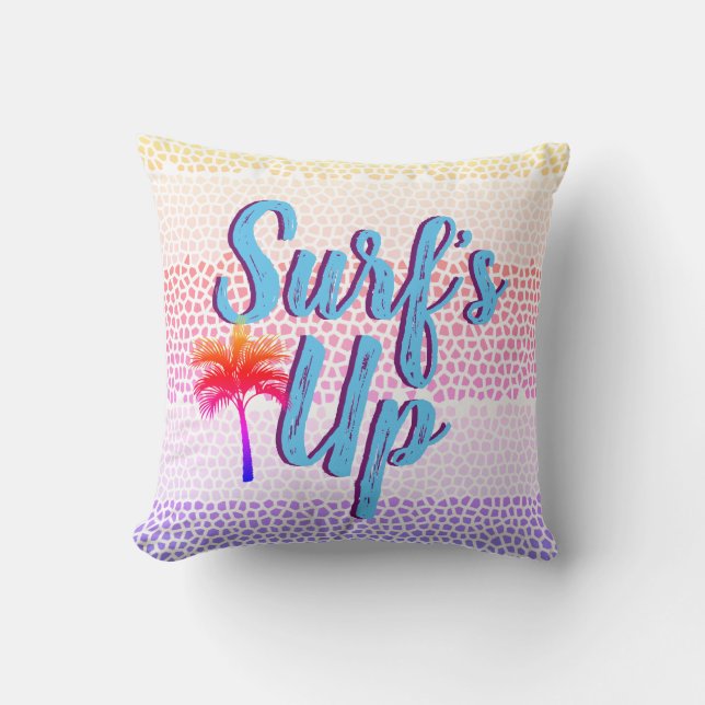 Trendy Surf's Up Sunset Palm Tree Cushion (Front)