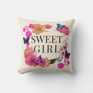 Trendy Sweet Girl Throw Pillow