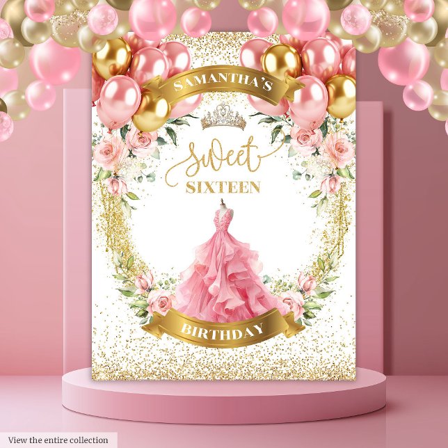 Trendy Sweet Sixteen Blush Roses Gold Glitter Tapestry (Trendy Sweet Sixteen Blush Roses Gold Glitter Tapestry)