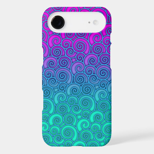 Trendy Swirly Wavy Teal and Bright PInk Abstract Case-Mate iPhone Case (Back)