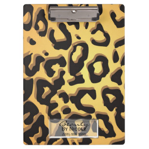 Trendy Tan Black Cheetah Leopard Glam Personalised Clipboard