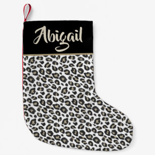 Trendy Tan Leopard Print - Personalised Small Christmas Stocking