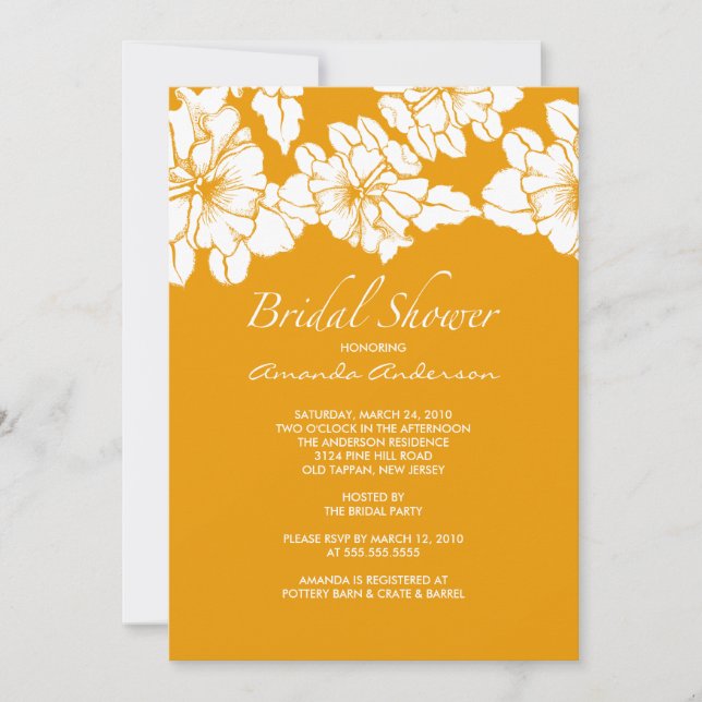 Trendy Tangerine Floral Bridal Shower Invite (Front)