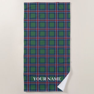 Trendy tartan plaid pattern personalized beach towel