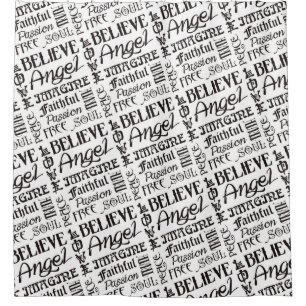 Trendy Tattoo Words / Fonts - black Shower Curtain