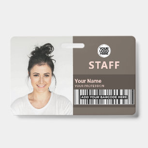 Trendy taupe brown feminine Business Photo ID Badge