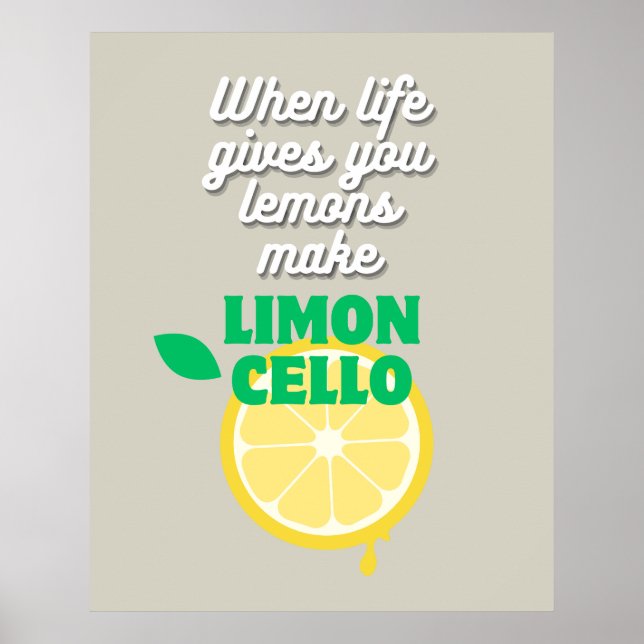 Trendy Taupe Italian Lemon Limoncello Kitchen Bar  Poster (Front)