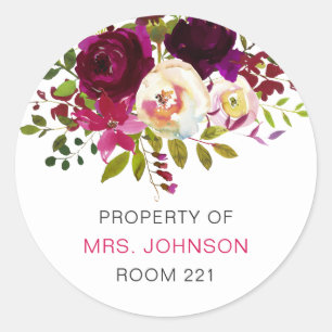 Trendy Teacher classroom library bookplates Classic Round Sticker