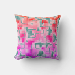 Trendy Teal and Rainbow Abstract Pattern Cushion