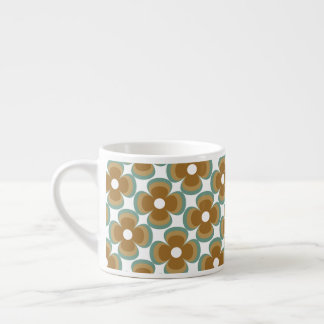 Trendy Teal Caramel Retro Groovy Flowers Seamless  Espresso Cup