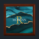 Trendy Teal Gold Black Agate, DIY Monogram & Name Gift Box<br><div class="desc">Personalise with your Monogram and Name In Gold and White Text on Teal,  Gold and Black Agate. This simple Classic Design is sure to get attention.</div>