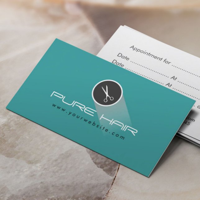 Trendy Teal Green Hair Salon Appointment Card (Creator Uploaded)