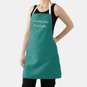 Trendy Teal Green Retro Typography Apron