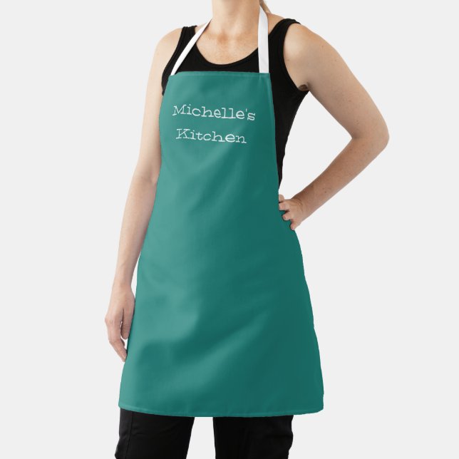 Trendy Teal Green Retro Typography   Apron (Insitu)