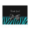 Trendy Teal Thank You Zebra Print With Ribbon