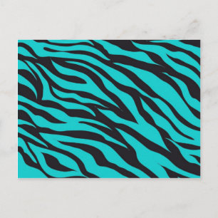 Trendy Teal Turquoise Black Zebra Stripes Postcard