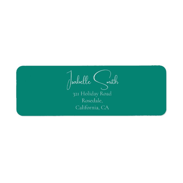Trendy Teal Wedding Invitation Return Address Label (Front)